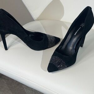 Black Suede Heels, B - INC, S-5 1/2, Like New